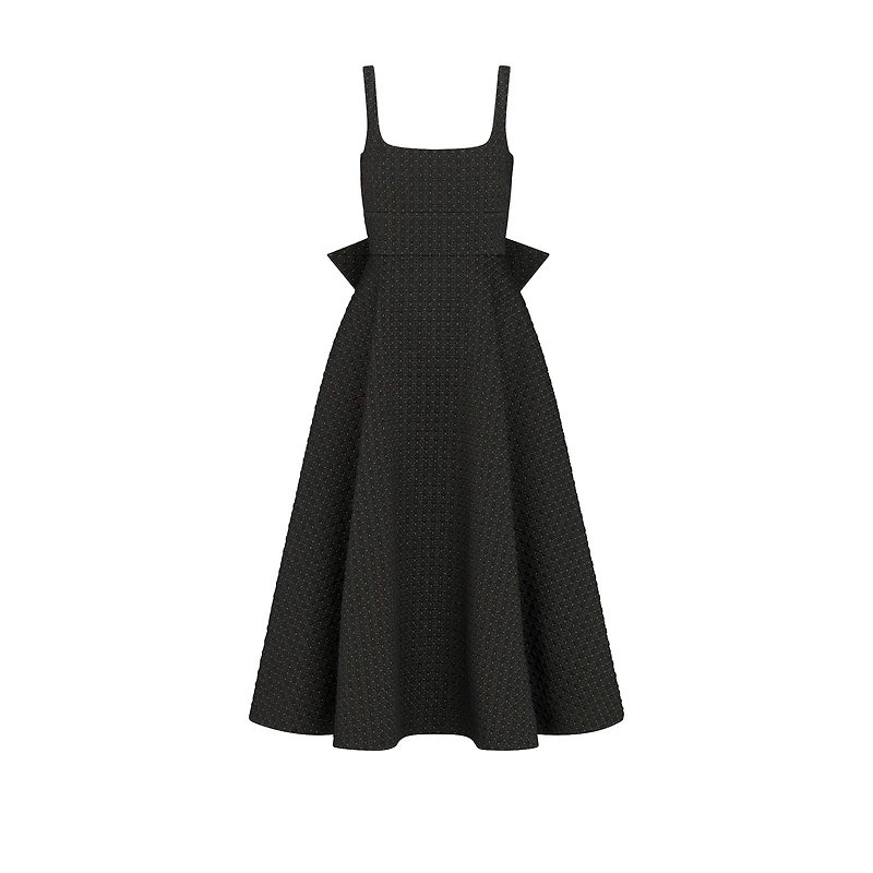 Mid-Length Microcannage Flared Dress