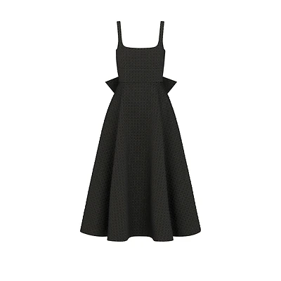 Mid-Length Microcannage Flared Dress