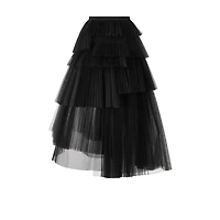 Mid-Length Asymmetric Pleated Skirt