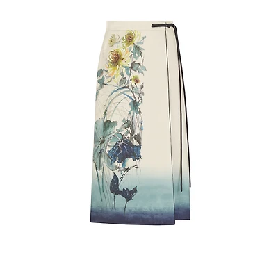 Mid-Length Straight-Cut Wrap Skirt