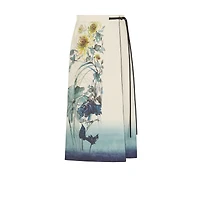 Mid-Length Straight-Cut Wrap Skirt
