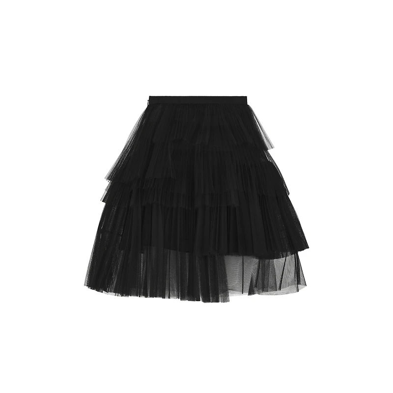 Short Asymmetric Pleated Skirt