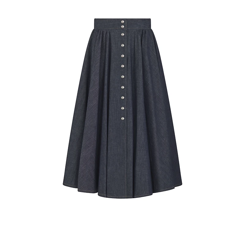 Mid-Length Skirt with Snaps
