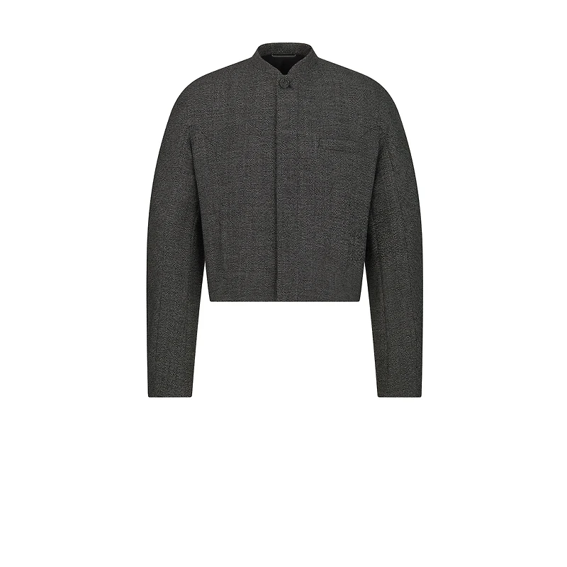 Cropped Jacket with Bomber Collar