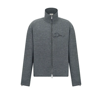 Zipped Shirt with Dior Ribbon Embroidery