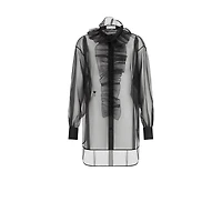 Transparent Blouse with Removable Ruched Collar