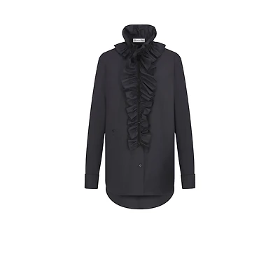 Blouse with Removable Ruched Collar