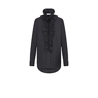 Blouse with Removable Ruched Collar