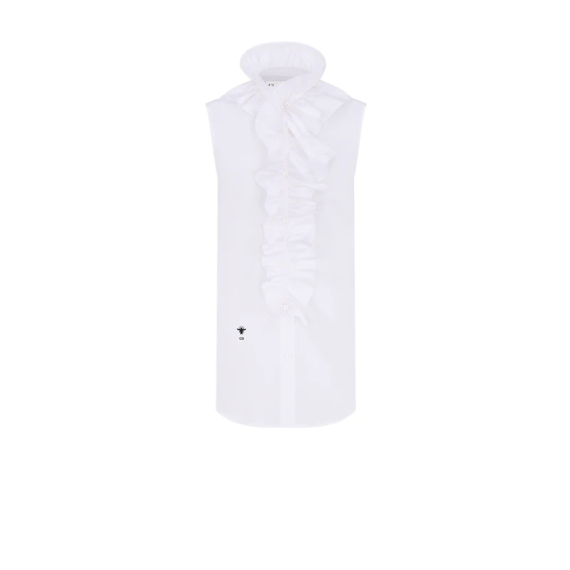 Sleeveless Blouse with Removable Ruched Collar