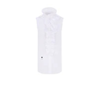 Sleeveless Blouse with Removable Ruched Collar