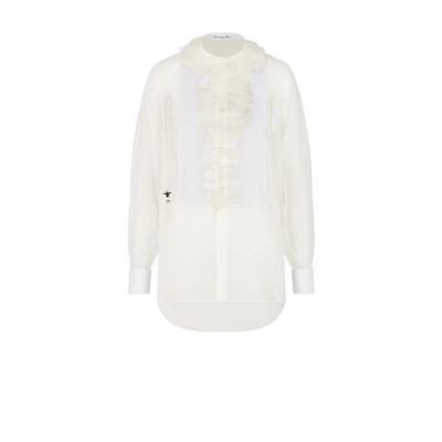 Transparent Blouse with Plastron and Removable Ruched Collar