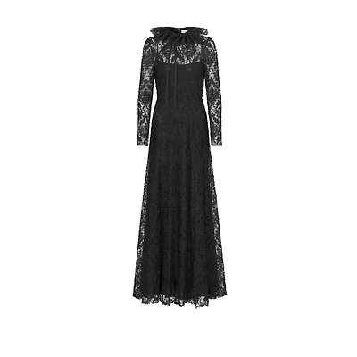 Long Dress with Removable Ruff Collar