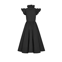 Mid-Length Flared Dress with Removable Ruched Collar