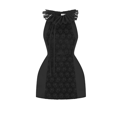 Short Dress with Removable Ruff Collar