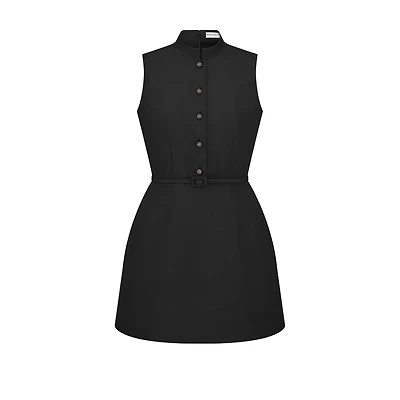Short Dress with Removable Ruched Collar