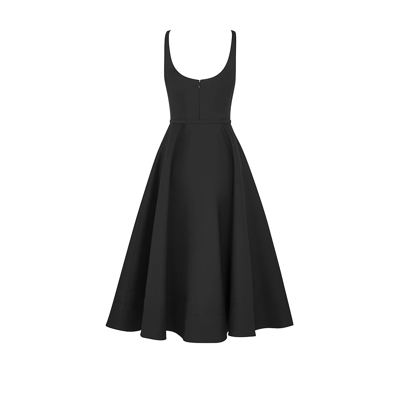 Mid-Length Flared Dress with Belt