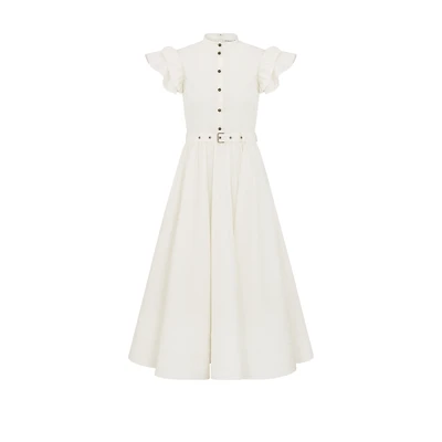 Mid-Length Flared Dress with Belt