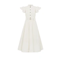 Mid-Length Flared Dress with Belt