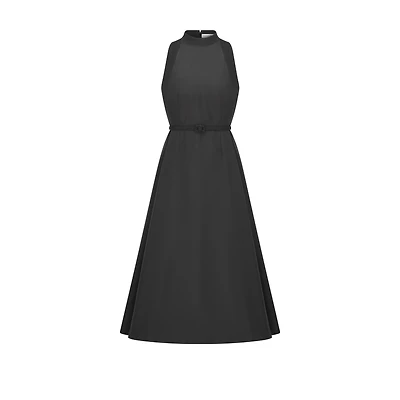 Mid-Length Flared Dress with Belt