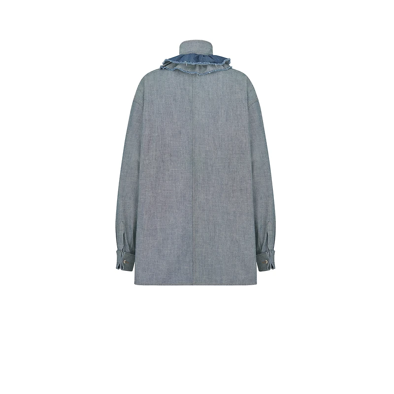 Blouse with Removable Ruched Collar