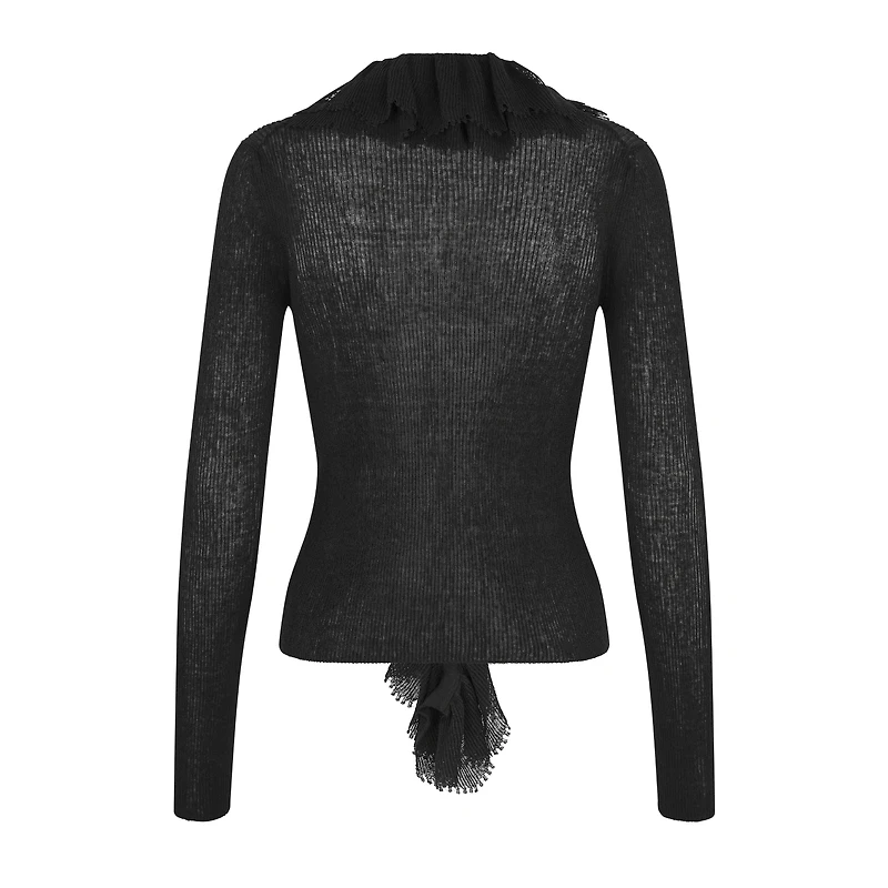 Cardigan with Removable Ruched Collar