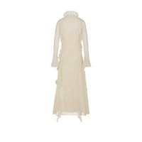 Long Ruffled Dress with Removable Ruched Collar
