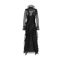 Long Ruffled Dress with Removable Ruched Collar