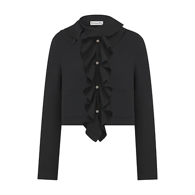 Cropped Jacket with Removable Ruched Collar