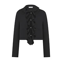 Cropped Jacket with Removable Ruched Collar