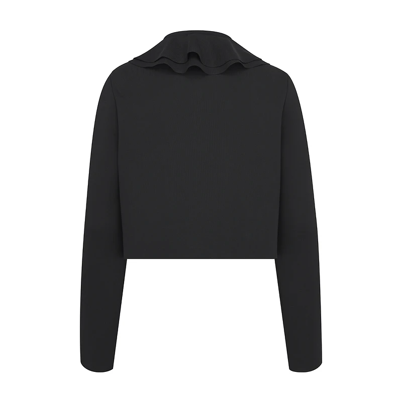 Cropped Jacket with Removable Ruched Collar