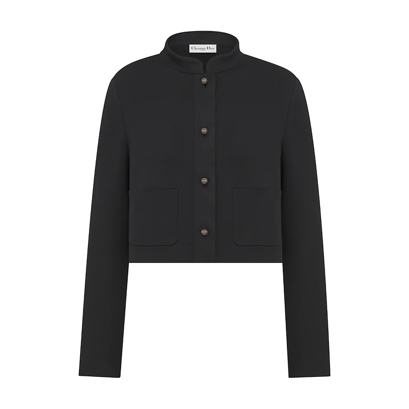 Cropped Jacket with Removable Ruched Collar