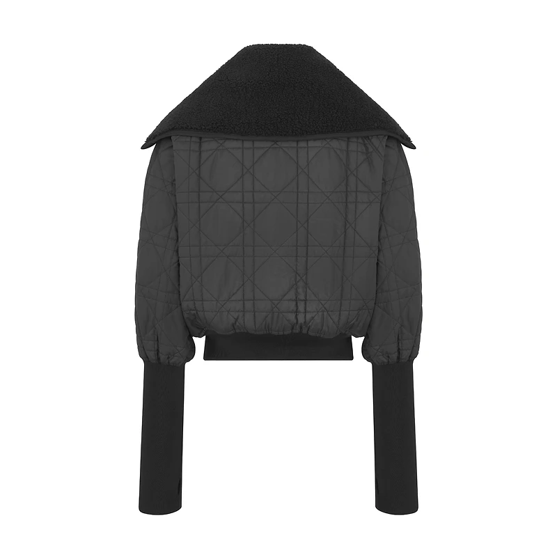 Macrocannage Jacket with Zipped Hood