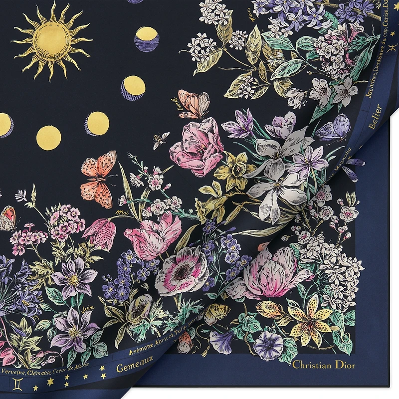 Dior Astral Flowers 90 Square Scarf