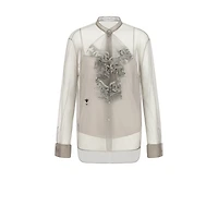 Blouse with Ruffled Neckline