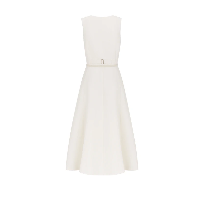 Mid-Length Flared Dress with Belt
