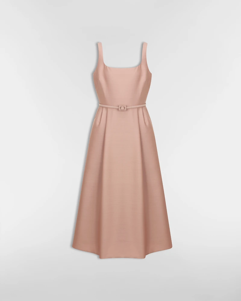 Mid-Length Flared Dress with Belt