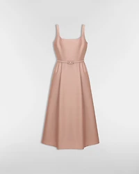 Mid-Length Flared Dress with Belt