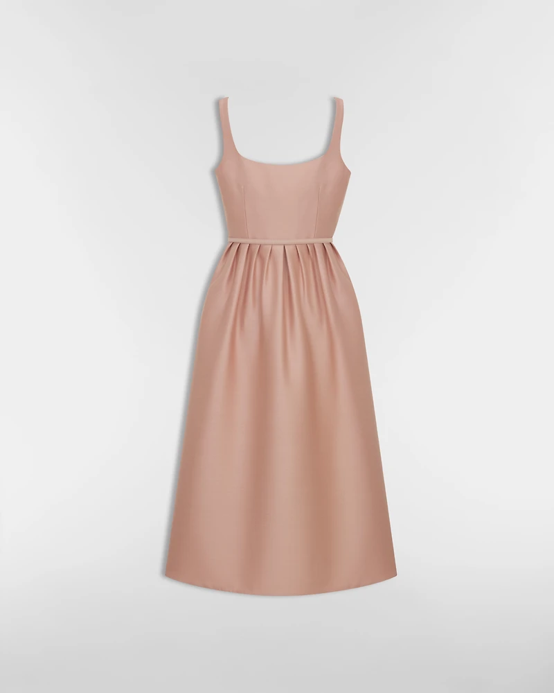 Mid-Length Flared Dress with Belt