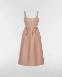 Mid-Length Flared Dress with Belt
