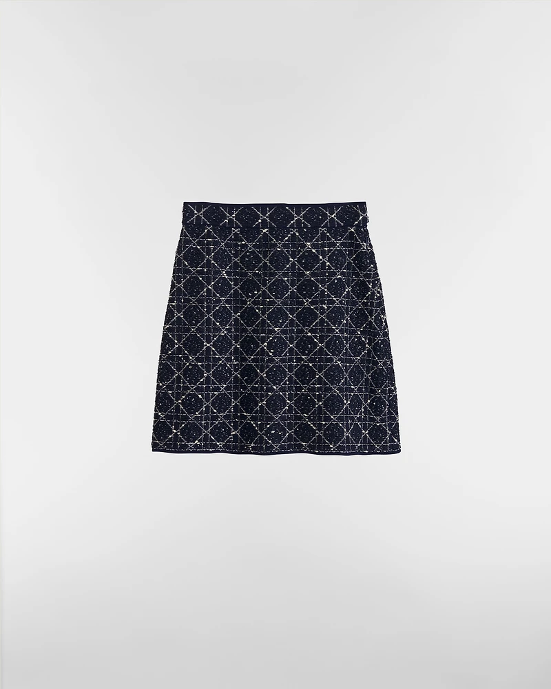 Macrocannage Flared Miniskirt