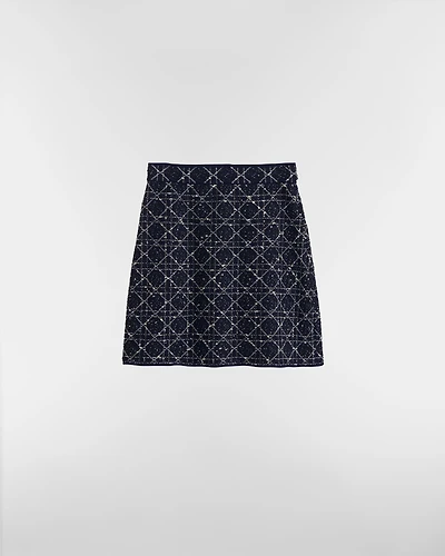 Macrocannage Flared Miniskirt