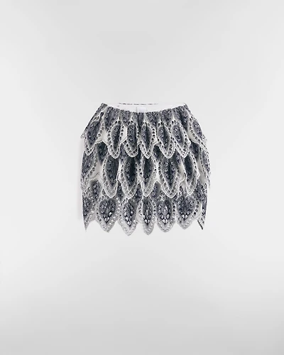 Embroidered Ruffle Miniskirt