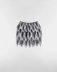 Embroidered Ruffle Miniskirt