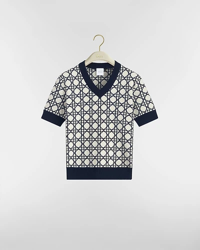 Macrocannage Short-Sleeved Sweater