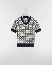 Macrocannage Short-Sleeved Sweater