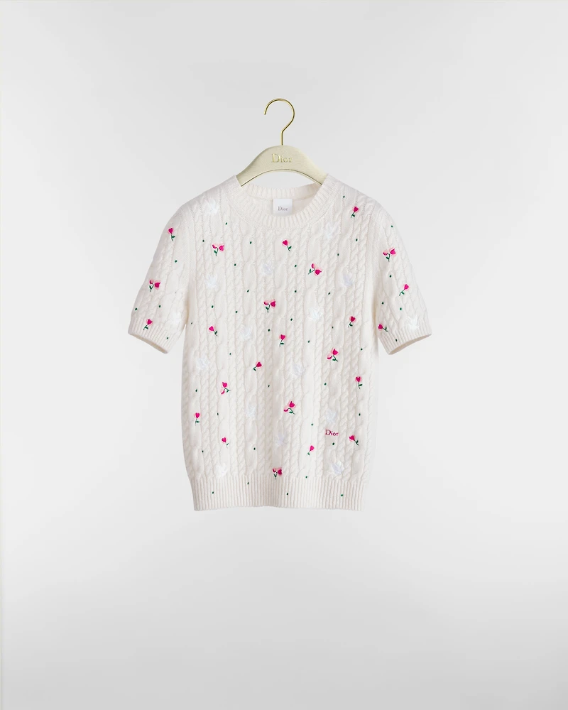 Dioramour Embroidered Short-Sleeved Sweater