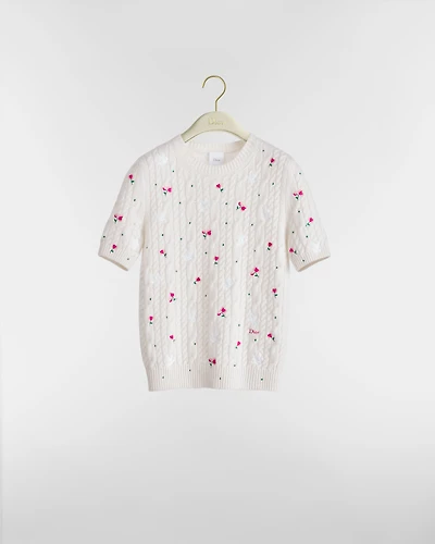 Dioramour Embroidered Short-Sleeved Sweater