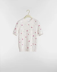 Dioramour Embroidered Short-Sleeved Sweater