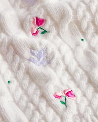 Dioramour Embroidered Short-Sleeved Sweater