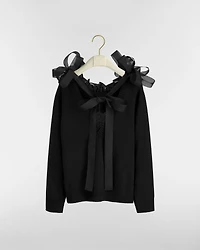 Sweater with Ribbon Neckline